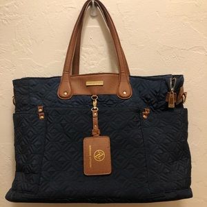 Adrienne Vittadini Blue Quilted Workbook Tote